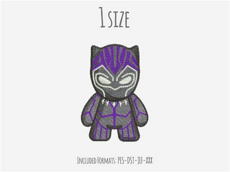 Black Panther Embroidery Design Chibi Superhero Embroidery Etsy