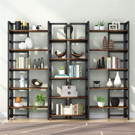 Tribesigns Triple 5 Tier Bookshelf Bookcase Double Wide 5 Shelf
