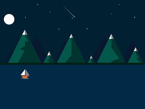 Css Flat Night Landscape By Judith On Dribbble