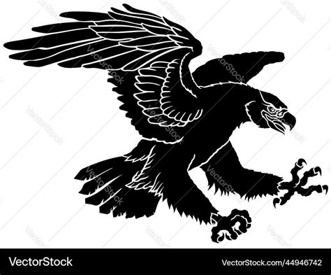 Landing Attacking Eagle Silhouette Royalty Free Vector Image