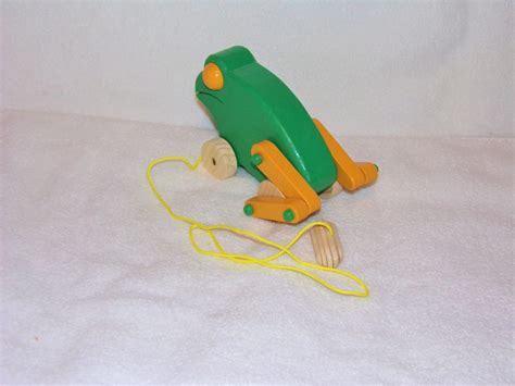 Frog Pull Toy Spring Green And Golden Sunset Yellow