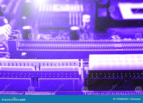 Pci Connector Slot In Motherboard Pc Toned Macro Stock Photo Image Of