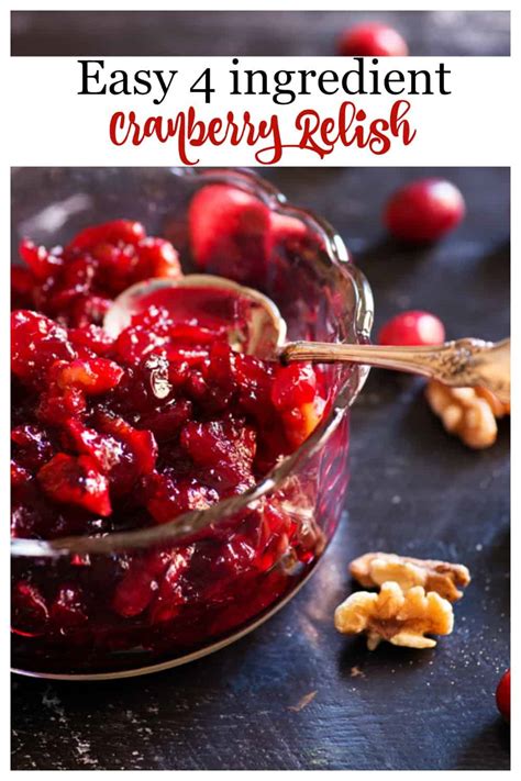 For an easy fruit relish to pair with a turkey dish like turkey couscous meatloaves, simply spruce up canned cranberry sauce with apples, walnuts, and chives. Cranberry Relish | Butter & Baggage