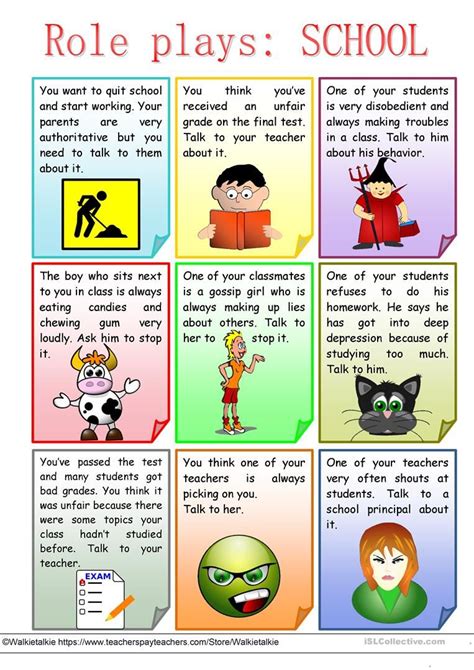 Role Plays School English Esl Worksheets For Distance Learning And