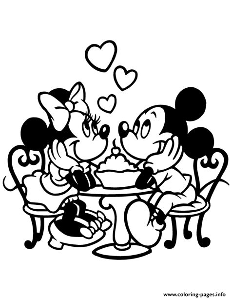 Disney Mickey And Minnie Mouse Valentine Love Disney Coloring Page