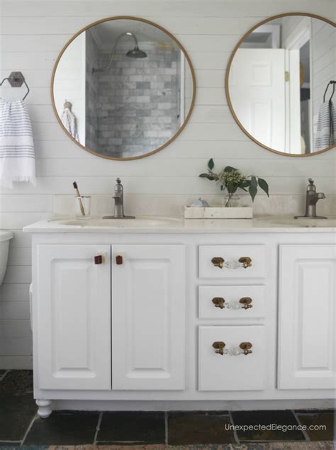 How to upgrade a bathroom vanity. How to Transform a Builder Grade Bathroom Vanity for LESS ...