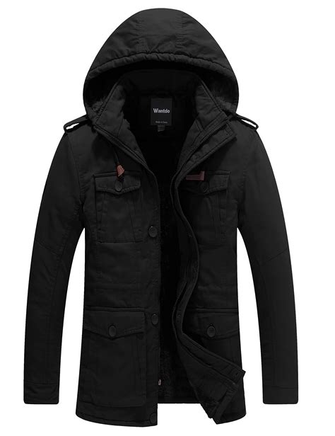 wantdo men s winter thicken outwear coat with removable hood black xx large homer s coat