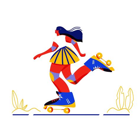Cute Cartoon Girl Roller Skating 1437576 Vector Art At Vecteezy
