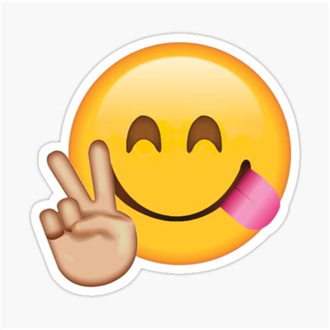 Peace Sign Grinning Secret Emoji Funny Internet Meme Sticker For