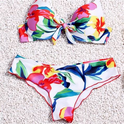 Fashion Multicolor Print Triangle Bikini Swimsuit Swimwear Bikinis