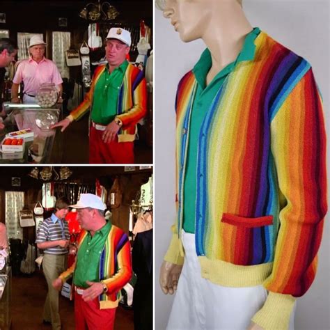 Vtg 70s Al Czervik Dangerfield Caddyshack Rainbow Golf Sweater Men