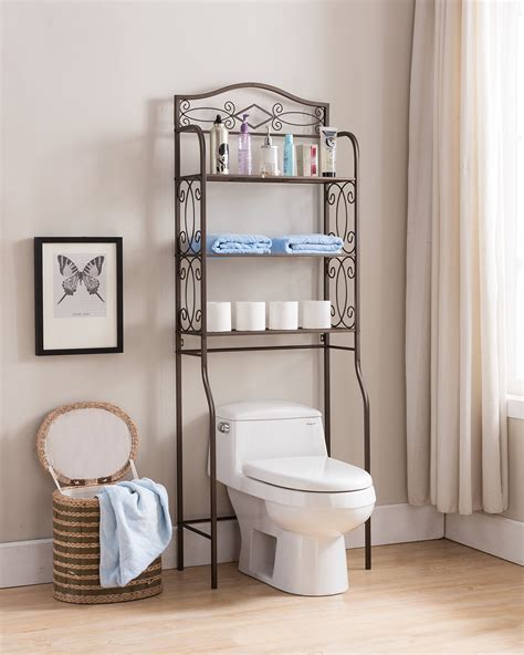 Bathroom wall decor over toilet bathroom decor rustic bathroom decor farmhouse bathroom decor ladder style rope hanging shelf large (brown). Best Rated in Over-the-Toilet Storage & Helpful Customer ...