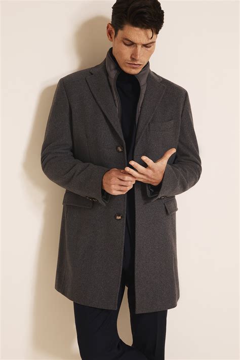 Moss 1851 Tailored Fit Grey Epsom With Insert Overcoat