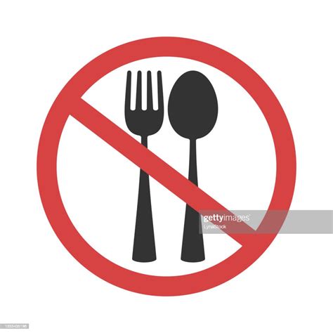 No Eating Prohibition Sign Warning Symbol Do Not Eat Vector Icon