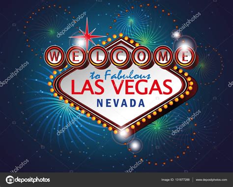 Welcome To Fabulous Las Vegas Nevada Sign In Blue Gold Backgroun Stock