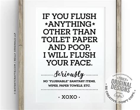 Funny Bathroom Sign Printable Do Not Flush Anything Other Than Toilet