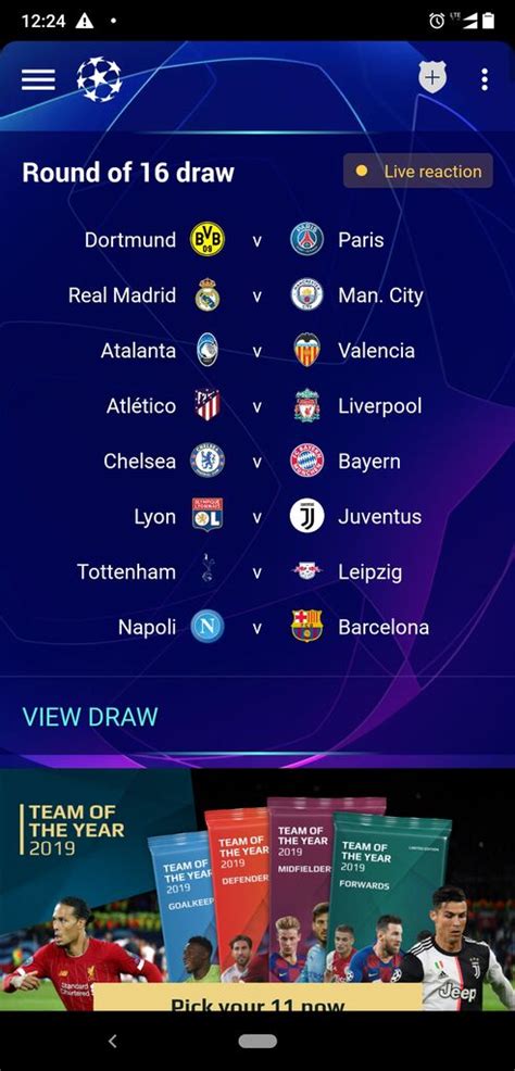 Teams finished third but in contention for a spot in the round of 16: UCL 2019/2020 Round Of 16 Live Draws - European Football ...