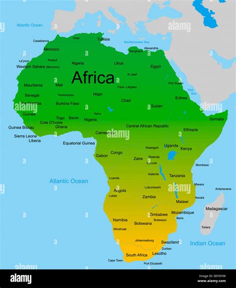 Map Of African Continent Stock Photo Alamy