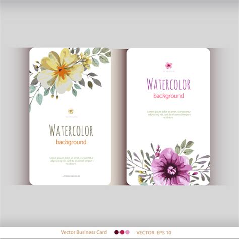 It's no wonder floral birthday cards are so popular. Beautiful watercolor flower business cards vector set Free ...