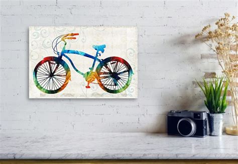 Bike Art Print From Painting Bicycle Cycle Primary Colors Etsy