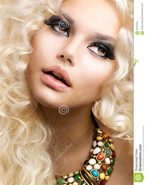 Girl With Blond Curly Hair Stock Image Image Of Health