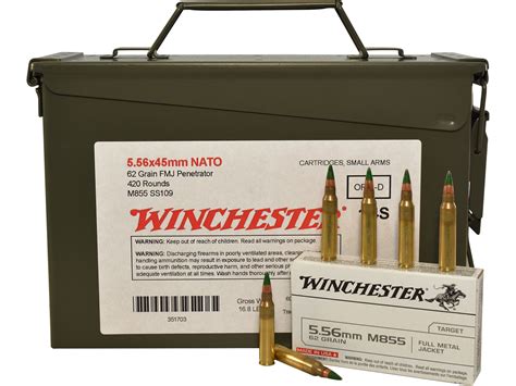 Winchester Usa Ammo 556x45mm Nato 62 Grain M855 Ss109 Penetrator Full