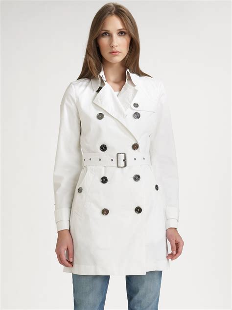 Burberry Brit Cotton Twill Trench Coat In White Lyst