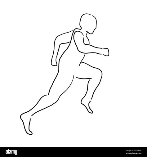 Runner Outline Simple Line Vector Illustration Running Athlete Sprint