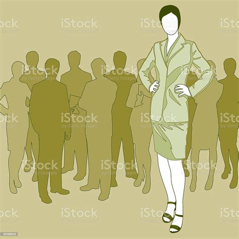 Woman Standing In Waiting Line Stock Illustration Download Image Now