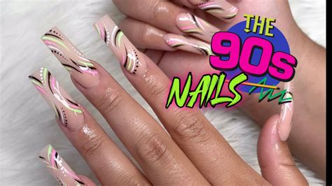 watch me work 90s inspired nail design trend acrylic nails tutorial nail art