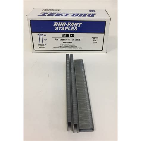 Duo-Fast 6416CR 1/2" Length X 3/16" Crown Width, 19 GA ...