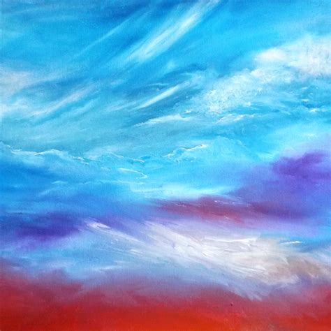 Head In The Clouds Acrylic Finger Painting By Lisa Price Sky