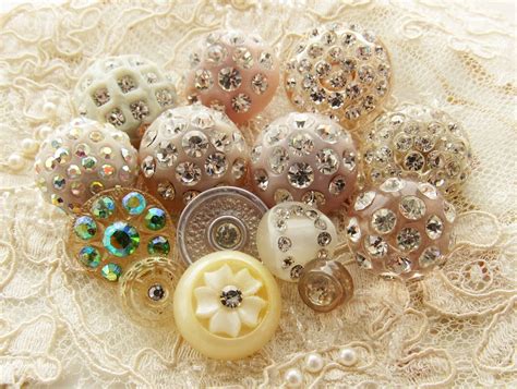 Vintage Sparkle Rhinestone Buttons Destash Mix Pastel Plastic Etsy