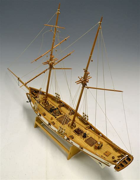 Mullocks Auctions Wooden Armed Schooner Model Ship A Finely Made