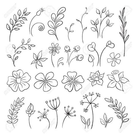 Doodle Elements Of Flowers Buds Leaves Doodle Blumen Doodle Art