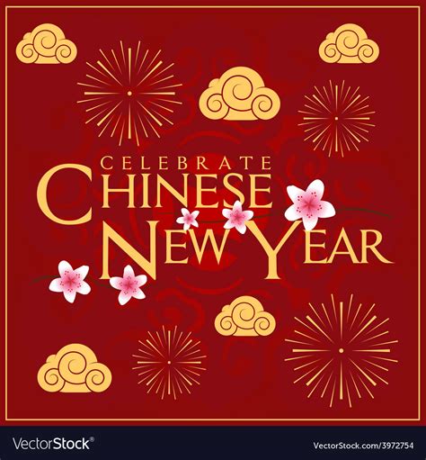 Celebrate Chinese New Year Card Minimal Design Vector Image