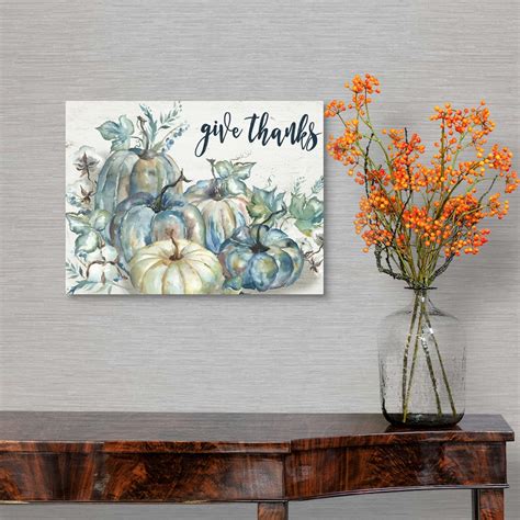 Blue Watercolor Harvest Pumpkin Canvas Wall Art Print Home Decor Ebay