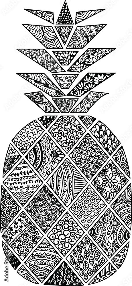 Pineapple Doodle Art Zentangle Vector Illustration Stock Vector