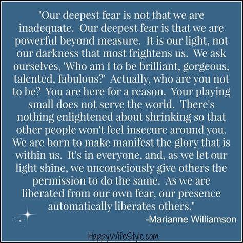 Marianne Williamson Quote Our Deepest Fear Hertha Willabella