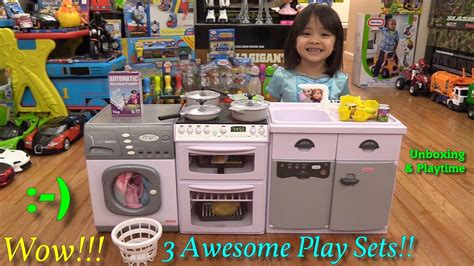 This cute kitchen set is bound to make your little princess. Toys for Little Girls: Kitchen Playset! Laundry Washing ...