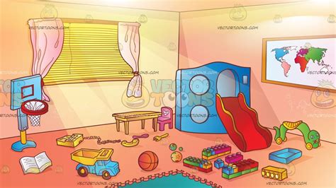 Illustration of a room that badly nedds cleaning. Messy Kids Play Room Background - Clipart Cartoons By ...
