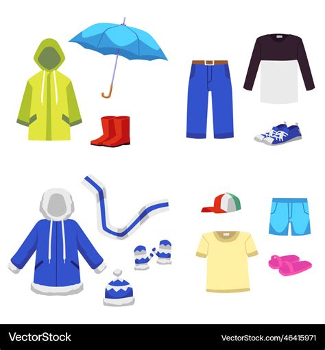 Kid Clothes For Different Seasons Summer Autumn Vector Image
