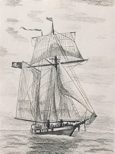 Pirate Schooner Pencil Drawing Rsailing