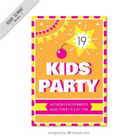 Free Vector Abstract Kids Party Invitation