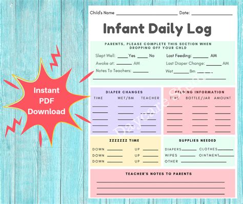 Daily Reports For Infants Daycare Forms Daycare Templates Daycare