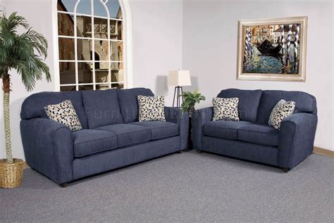 Blaze Navy Fabric Modern Sofa And Loveseat Set Woptions