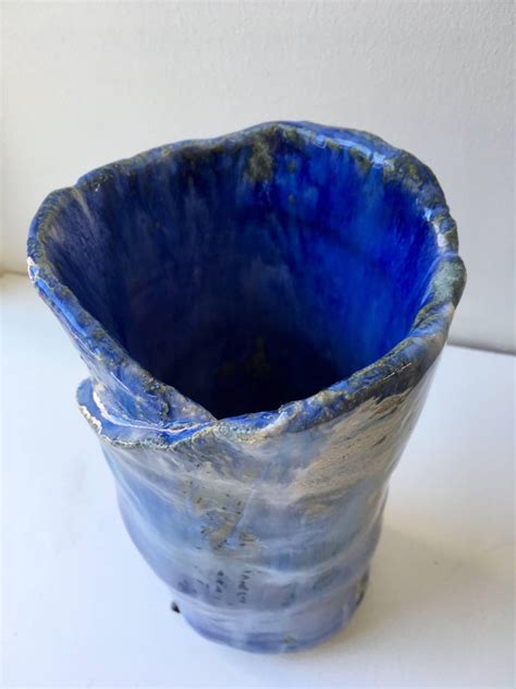 Contemporary Handmade Blue Ceramic Vase By Superpoly For Sale At 1stdibs