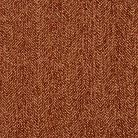 E732 Burnt Orange Herringbone Woven Textured Upholstery Fabric
