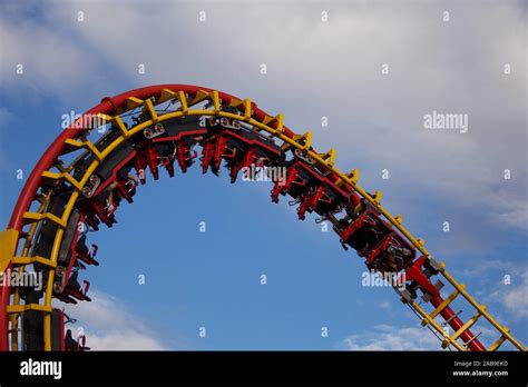 Roller Coaster Ride In Amusement Park Entertainment And Adventure