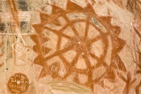 Native American Rock Art Chumash Sun Symbol In Painted Cave